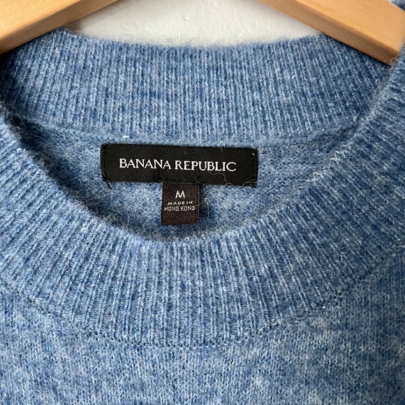 Banana Republic Alpaca Wool Puff Sleeve Sweater M Blue Soft Knit Quiet Luxury - Picture 4 of 8